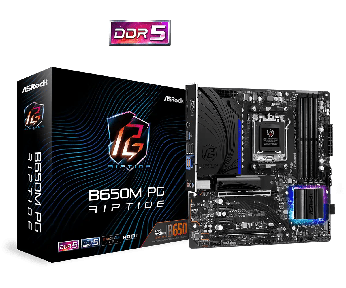 ASRock B650M PG Riptide AMD AM5 Gaming Motherboard | 90 - MXBJ90 - A0UAYZ - Vektra Computers LLC ASRock B650M PG Riptide AMD AM5 Gaming Motherboard | 90 - MXBJ90 - A0UAYZ - Vektra Computers LLC